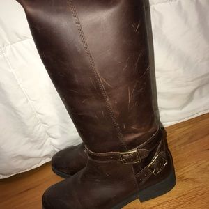 Worn leather boots